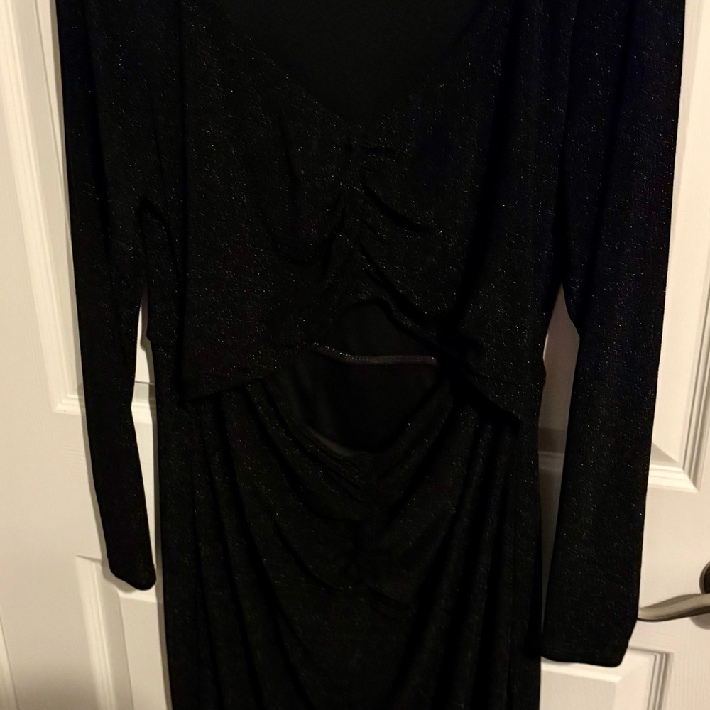53- Eloquii Shimmering Black Long Sleeve Dress